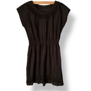 J. Crew black eyelet short sleeve mini dress sz 6 fitted coastal linen blend EUC